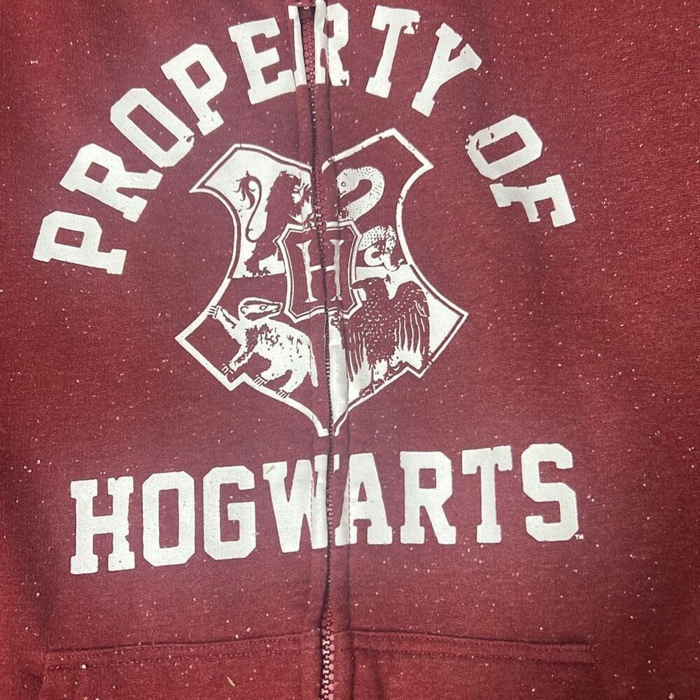 Harry Potter Men's Maroon speckled w white zipper hoodie Property Of Hogwarts Sw